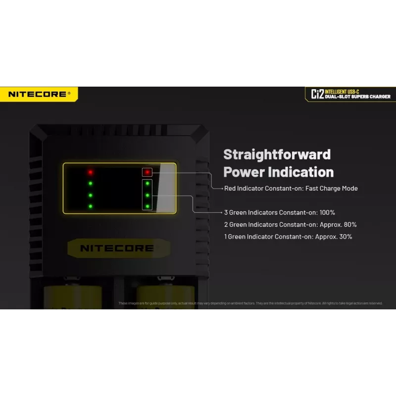 Battery Charger Nitecore Ci12 Universal USB charger for Li‑Ion, NiCd, NiMH, 3A input 5/9/12V, plastic casing