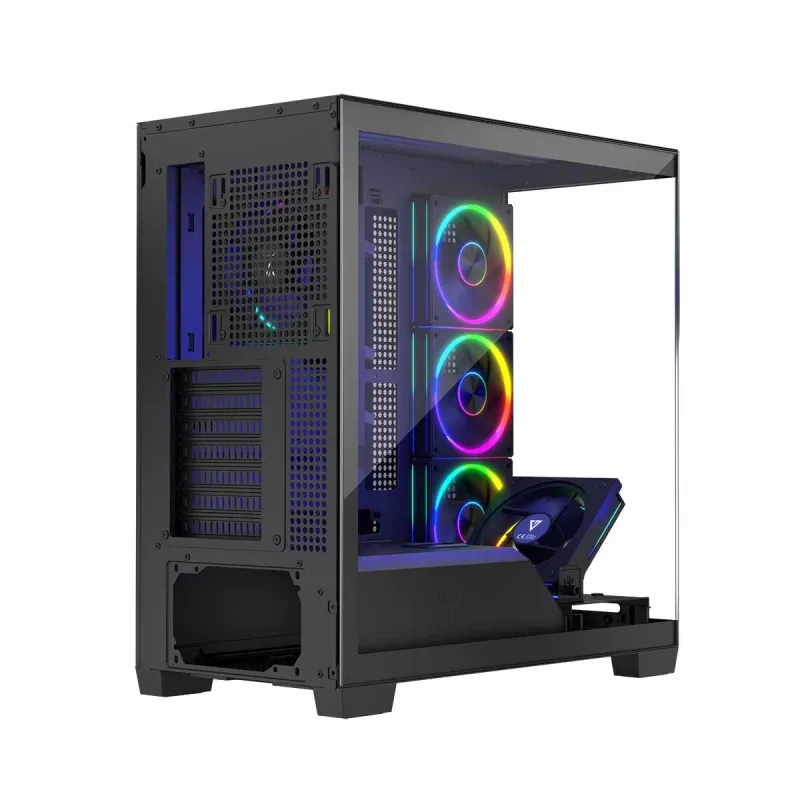 PC Case MODECOM Volcano Stellar 5F ATX Midi Tower, tempered glass, 5 preinstalled fans, USB‑C, supports microATX/ATX, max GPU 420mm, CPU cooler height 175mm