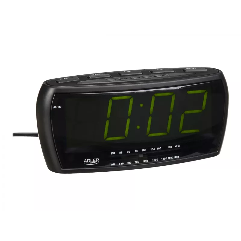 Clock radio Adler AD 1121 — clock radio, FM/AM tuner, LED display, battery backup, black