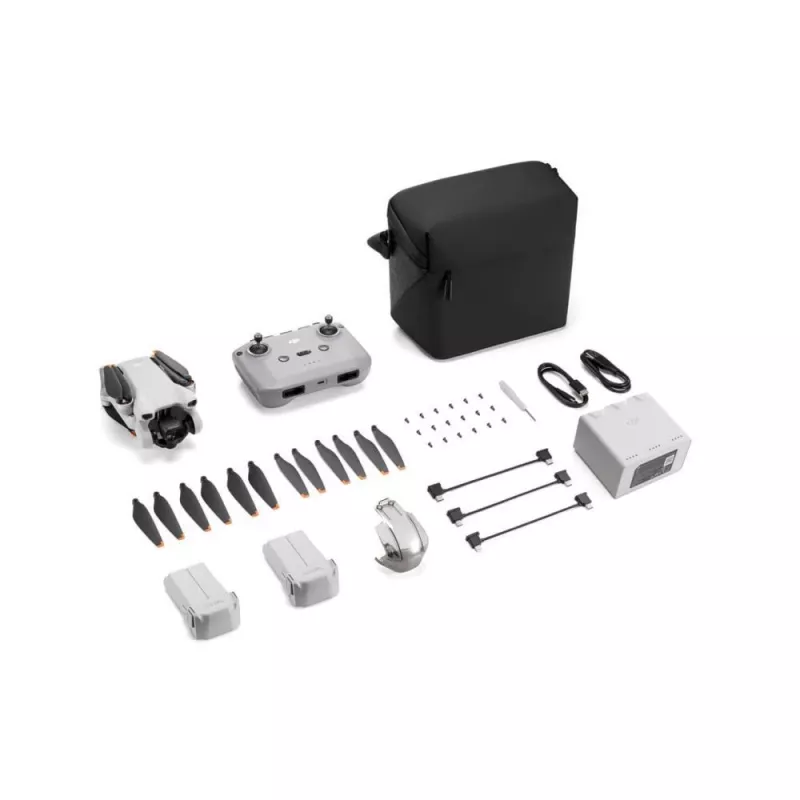 Quadcopter DJI Mini 3 Fly More Combo — 4-rotor drone, 12 MP 4K camera, 10,000 m range, 10.55 m/s max speed, 2453 mAh battery, 0.248 kg, grey