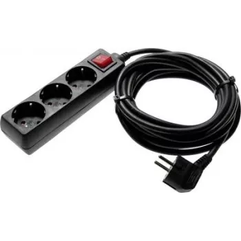 Power strip AS Schwabe 11372 with switch, black