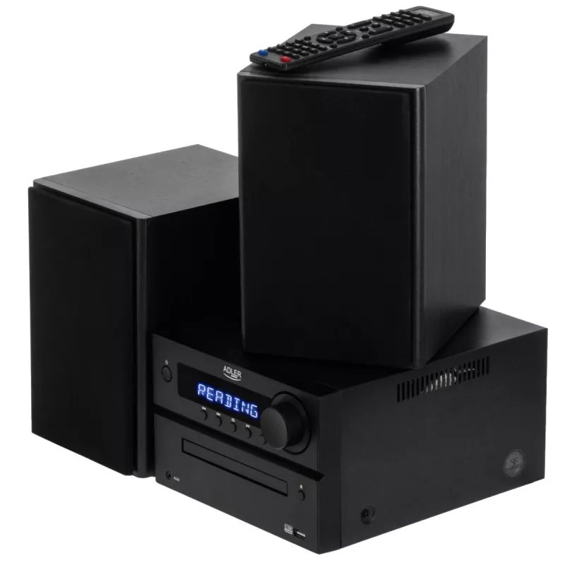 Mini Hi‑Fi Stereo System Adler AD 1917 — Bluetooth V5.3, CD/USB/MP3, 2×25W RMS, FM tuner, 4‑band EQ, AUX, Black