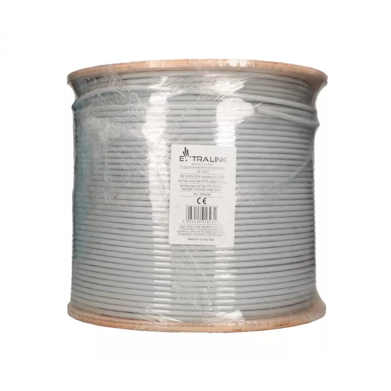 Network Cable Extralink Twisted pair CAT6A FTP (F/FTP) V2 Indoor 500M Grey