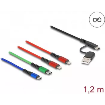 DeLOCK USB Charging Cable 4 in 1 USB Type-A USB-C to 2 x Lightning Micro USB USB-C 1.20 m
