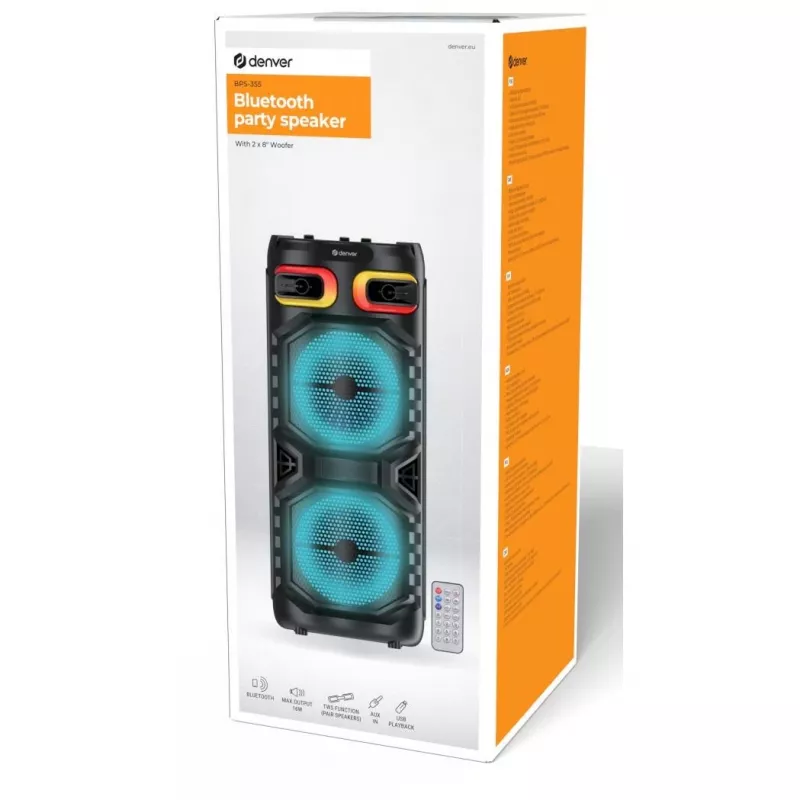 DENVER BPS-355 - Party-Soundsystem - Wireless - Bluetooth - 16 Watt - two-way (111151200160)