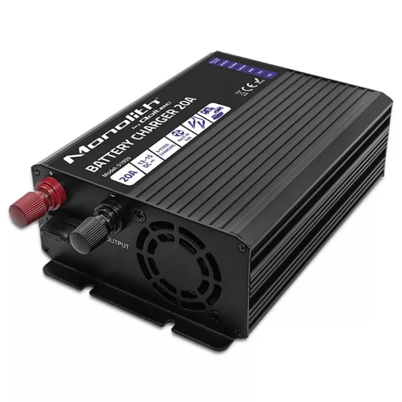 Charger QOLTEC Monolith 20A 12V for LiFePO4, AGM, GEL, SLA batteries