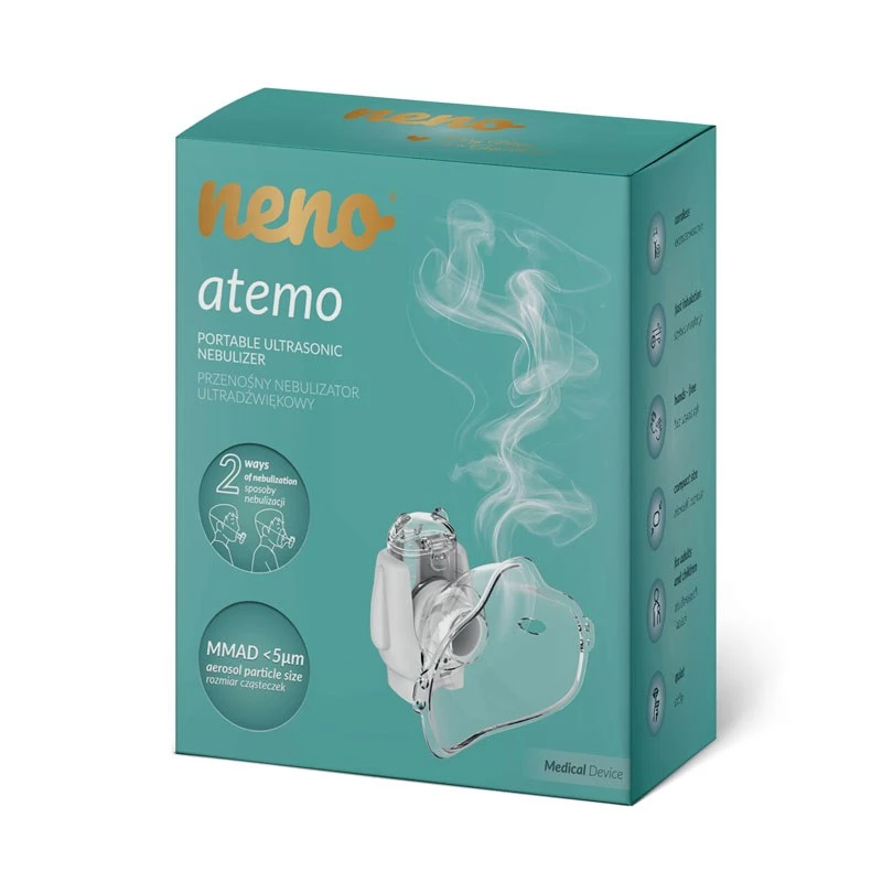 Portable ultrasonic nebulizer neno Atemo 36 / 5 000 — battery/USB, for children, includes mouthpiece and children's mask