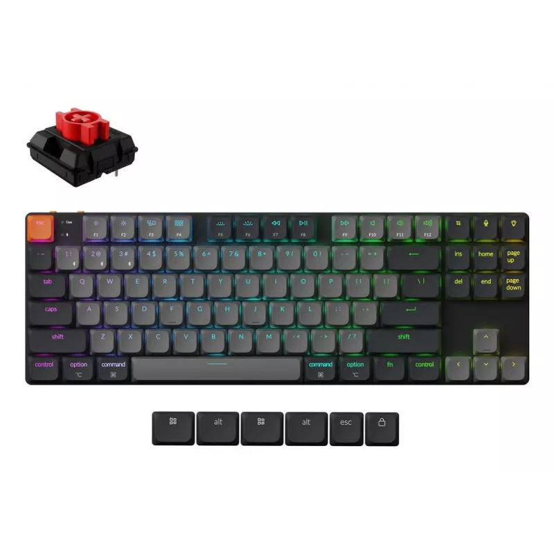 Mechanical keyboard Keychron K1X-B1, 80% (87 keys), USB + Bluetooth, QWERTY English, Grey, RGB backlight