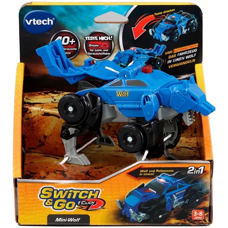 Switch & Go Dinos - OneClick-Mini-Wolf, Play Figurine