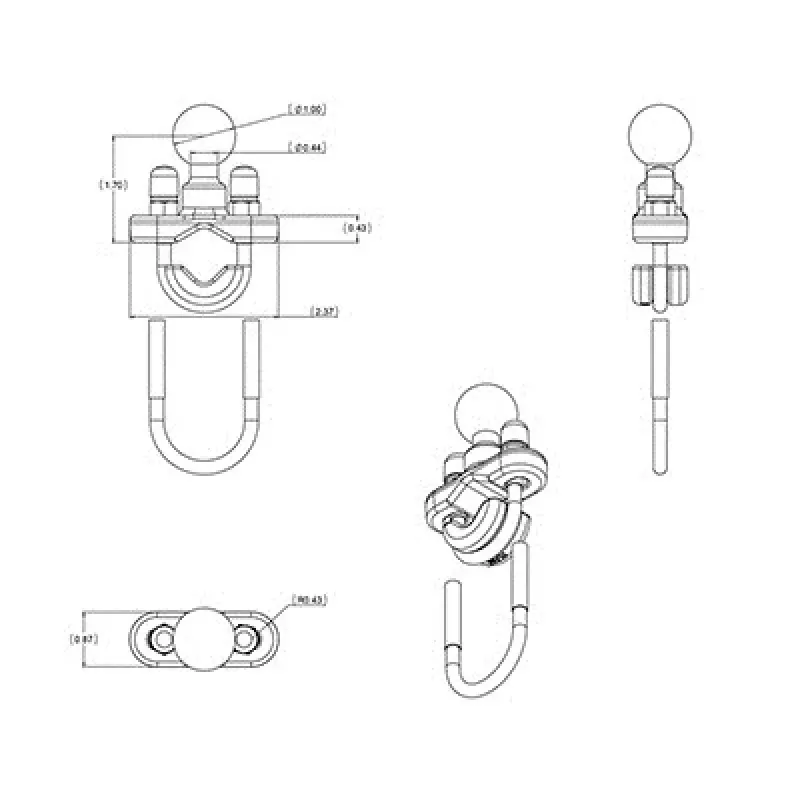 Handlebar U-Bolt Base RAM Mounts RAM-B-231ZU