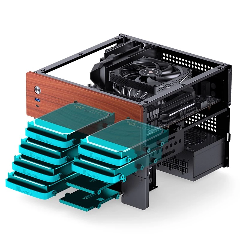 Jonsbo N4 Microtower Casing Black Durable Steel Compact PC Enclosure