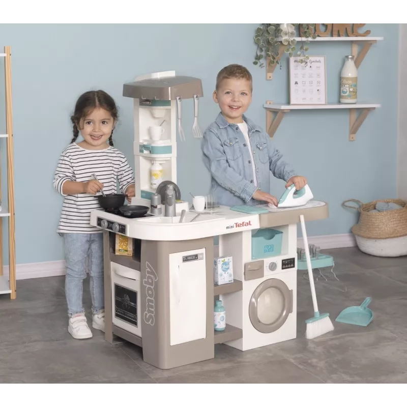 Smoby 311050 toy kitchen with laundry area and accessories