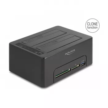 DeLOCK USB Dual Docking Station for 2 x SATA HDD SSD Clone Function Card Reader
