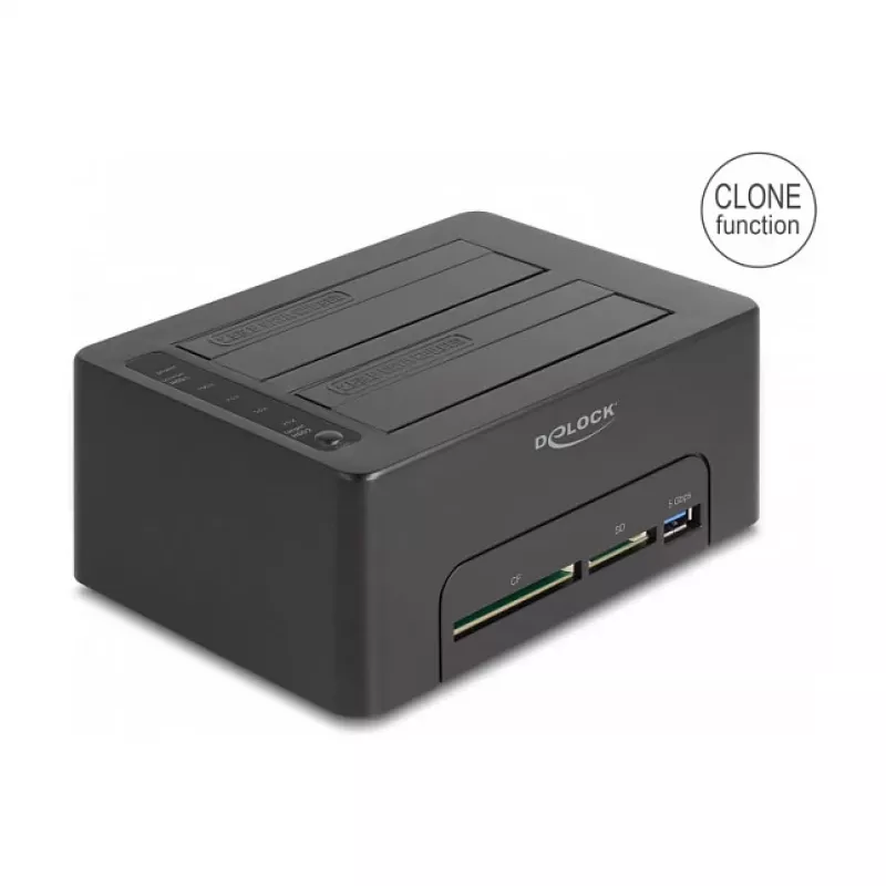 DeLOCK USB Dual Docking Station for 2 x SATA HDD SSD Clone Function Card Reader