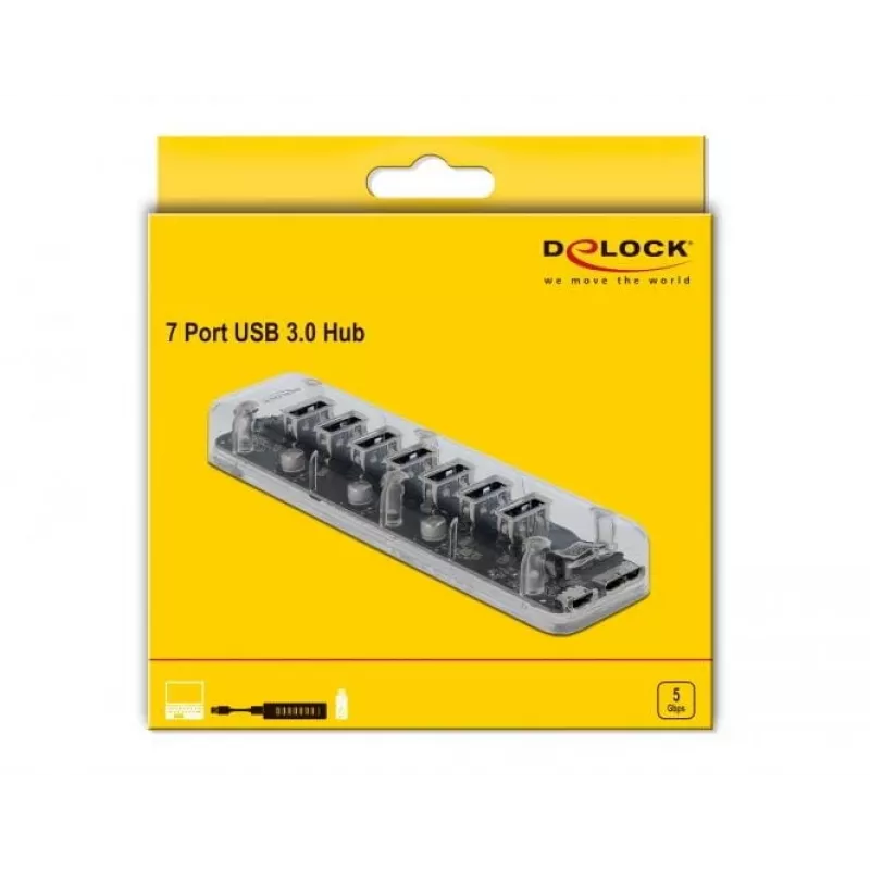 USB Hub DeLOCK 64088 Transparent USB 3.2 Gen 1 Micro-B