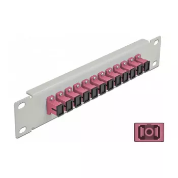 Fiber Optic Patch Panel DeLOCK 10 inch 12 Port SC Simplex Violet 1U Grey