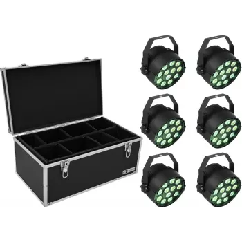 LED PAR light set EUROLITE 6x TCL Spot with transport case, model TDV-1