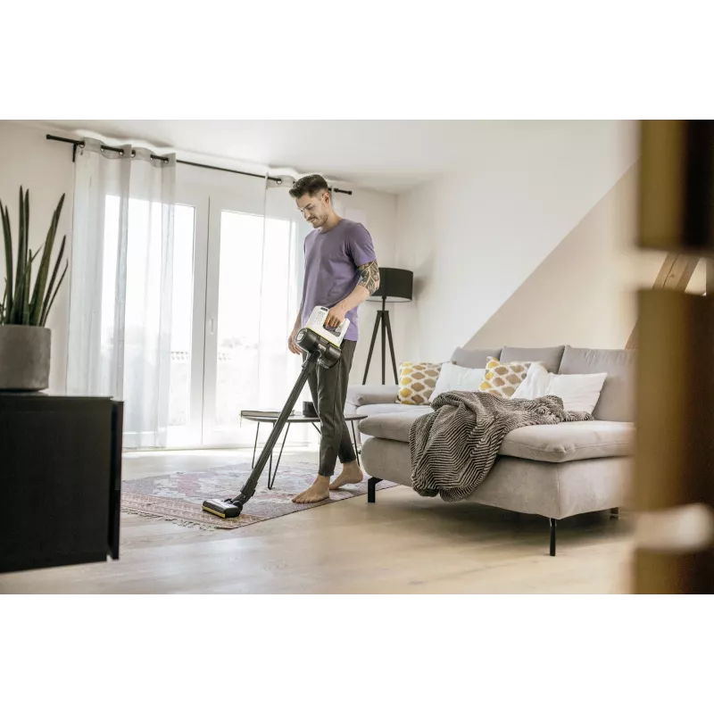 Stick vacuum Karcher 2-in-1 VC 4, bagless, cordless 21.6V Li-Ion, 30 min runtime, HEPA, 2 speeds, yellow/black