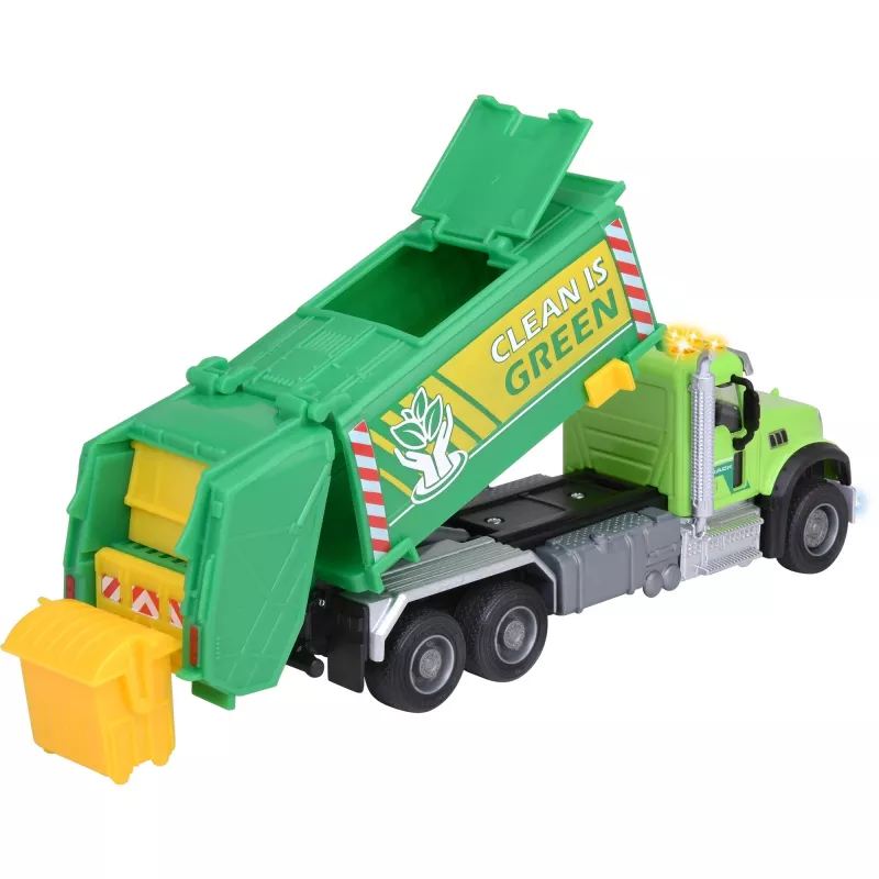 Toy vehicle Majorette Mack Granite garbage truck model 213743007, die-cast scale toy