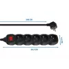 Power extension ESPERANZA ELK215K – 3 m cable, 5 Type E AC outlets, indoor, black