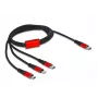 USB Charging Cable DeLOCK 3 in 1 USB Type-C to Lightning Micro USB USB Type-C 1 m black red
