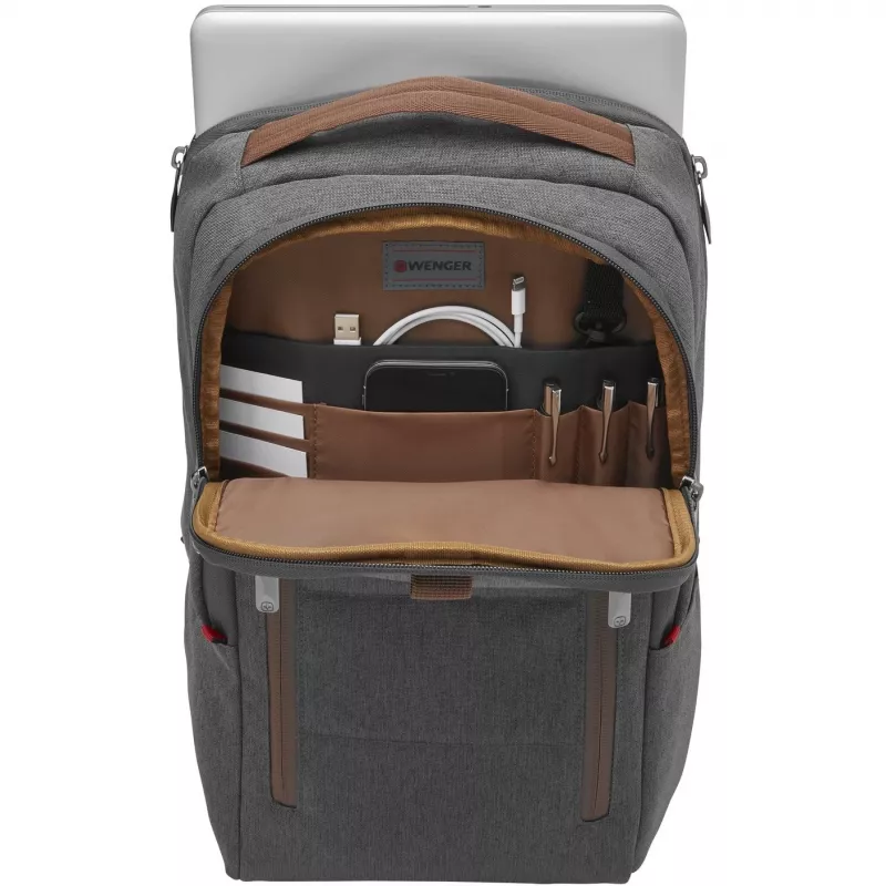 WENGER City Upgrade 40.64cm 16Zoll Laptop Backpack w/ Cross Body Day Bag Grey