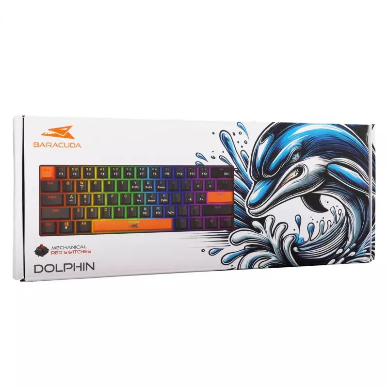 Mechanical Keyboard Baracuda Dolphin Black US layout with Red switches