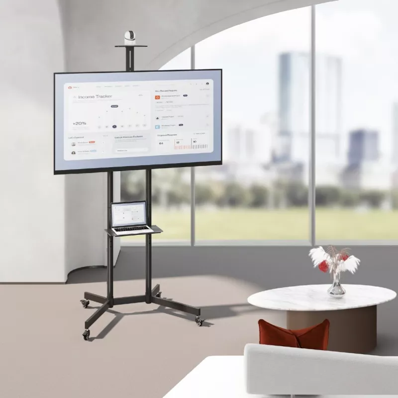 Maclean TV stand / cart, camera shelf, on wheels, 37-70, max load 45kg/5kg shelf, max. VESA 600x400, MC-113 B