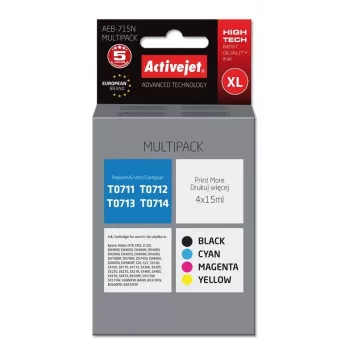 Compatible ink cartridge multipack ActiveJet AEB-715N — Black (pigment) 15 ml + Cyan, Magenta, Yellow 15 ml (XL)