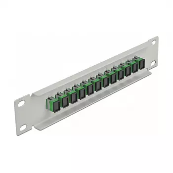 Fiber Optic Patch Panel DeLOCK 10 inch 12 Port SC Simplex green 1U grey
