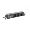 Power distribution unit LANBERG PDU-03E-0200-BK — 1U, 3x Type E outlets, 220–250 V, 16 A, 2 m cable, black