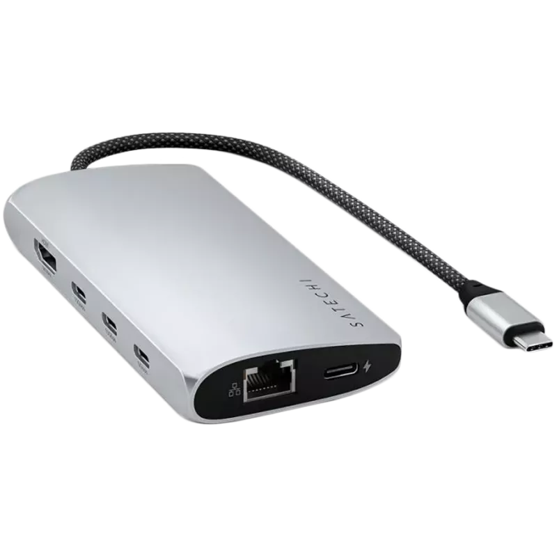 Laptop dock / port replicator Satechi ST-P8KES — Wired USB 3.2 Gen 1 Type-C, Gigabit Ethernet, SD card, Silver