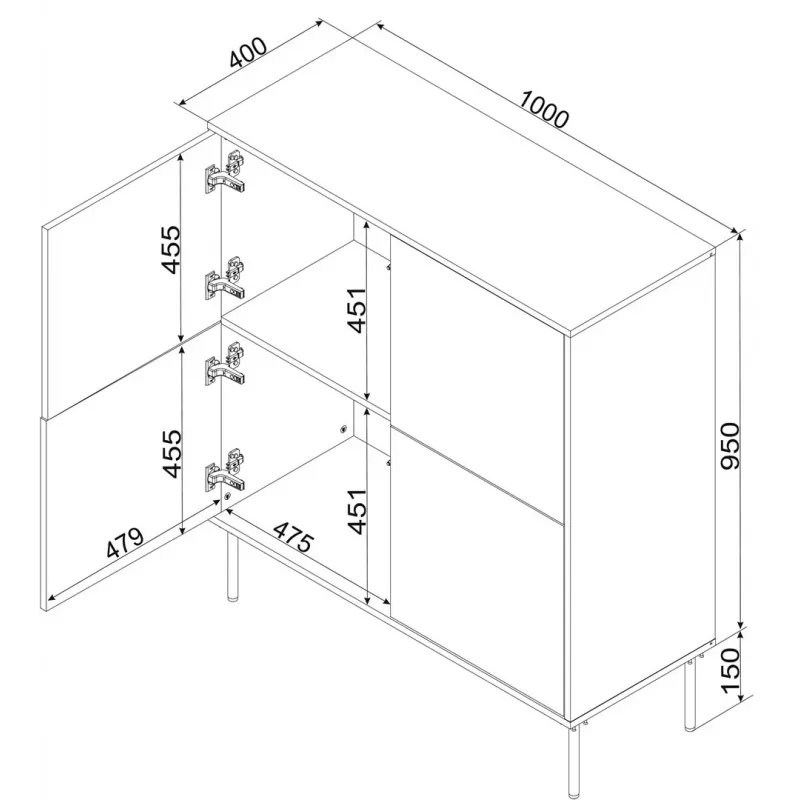 Cama 4D chest of drawers TRESSE 100x40x110 matte green
