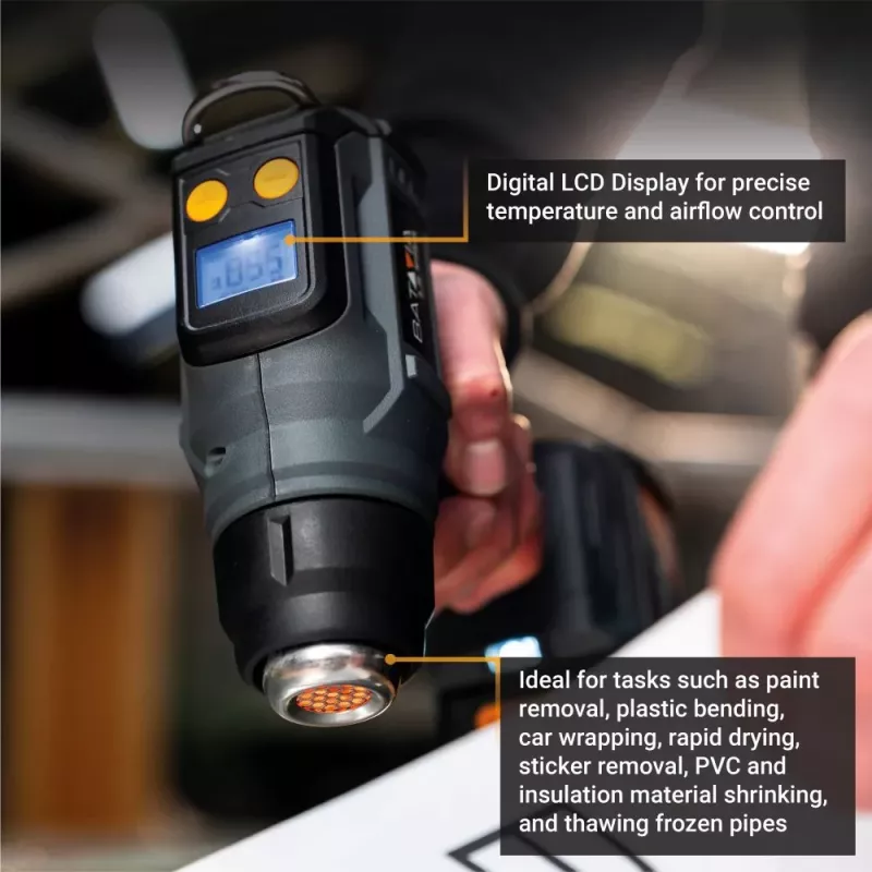 Cordless Heat Gun Batavia B.V. 18V with Digital LCD Display (battery and charger not included)