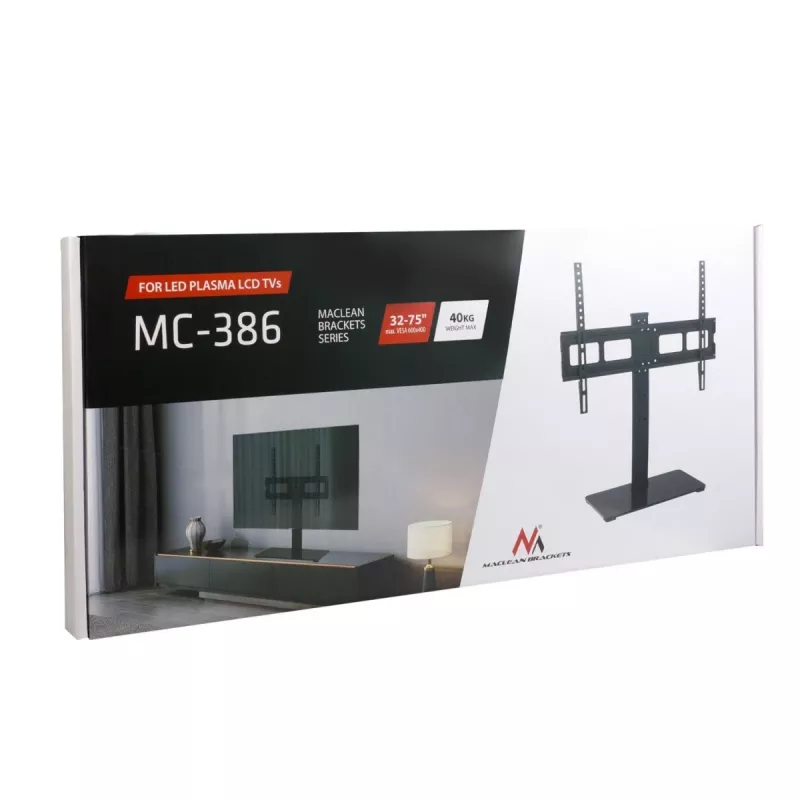 TV Stand MACLEAN MC-386 for 32 inch–75 inch TVs, up to 40 kg, VESA 600x400 mm, rotating, freestanding