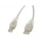 USB 2.0 cable LANBERG CA-USBA-12CC-0018-TR, USB A (male) to USB B (male), 1.8 m, transparent