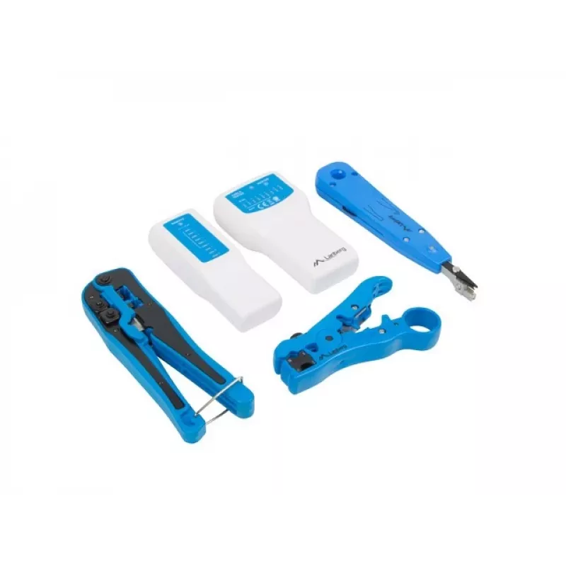 LANBERG Cable Crimper Tool Set NT-0302 — RJ-45 crimper, plastic handles, carrying case, on/off switch, multicolour