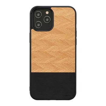Phone case Man and Wood for iPhone 12 / 12 Pro — herringbone nero black finish