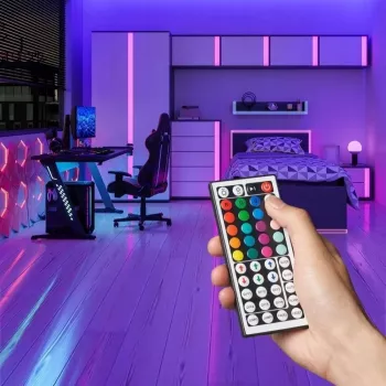 LED strip light Vention PAEWH 2 m, USB-powered 5V, RGB with IR remote, double-sided tape mounting