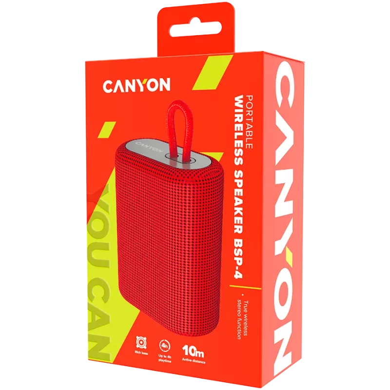 Canyon Bluetooth Speaker BSP-4 TF Reader/USB-C/5W red retail