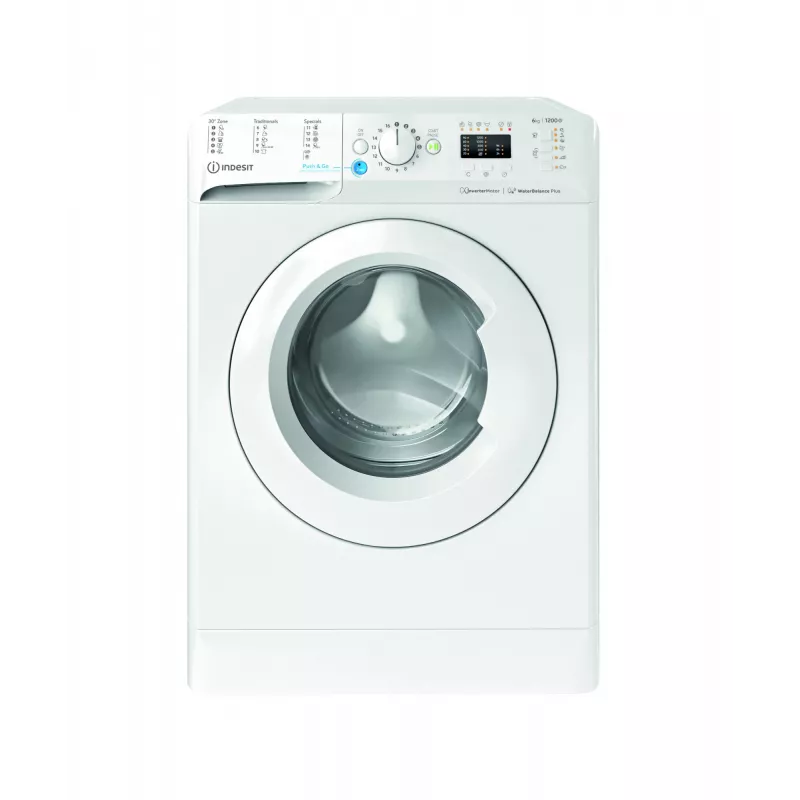Washing machine Indesit BWSA 61294 W EU N — Front loading, 6 kg, 1151 RPM, Depth 42.5 cm, Width 59.5 cm, Display, Big Digit, White, Energy class C