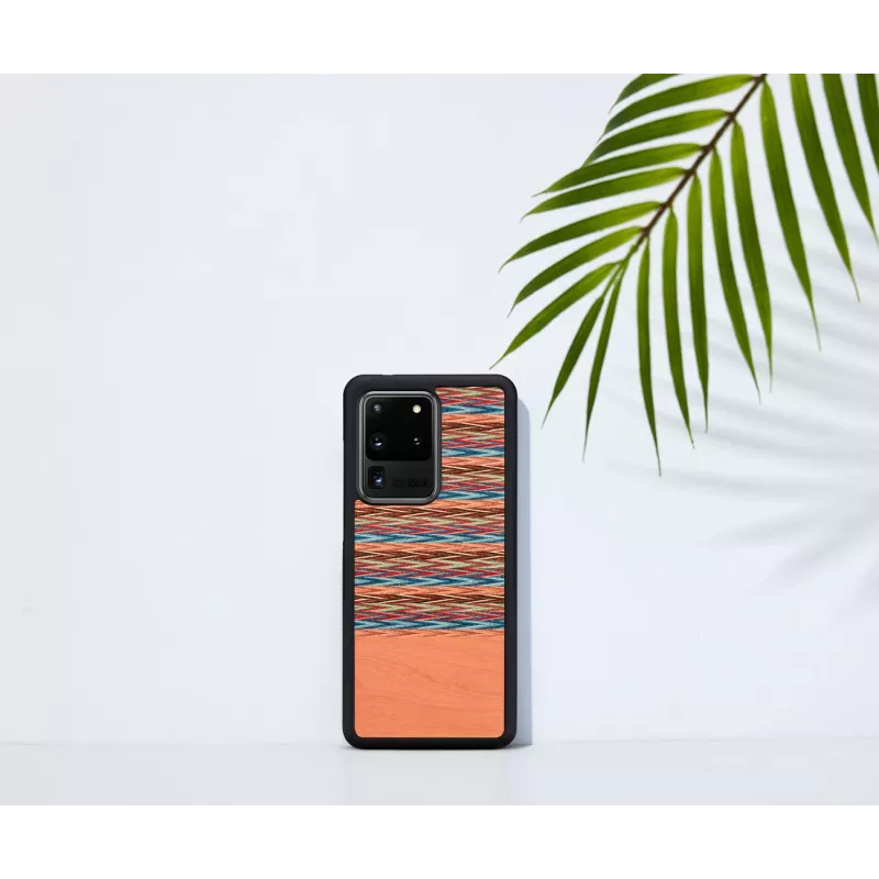 Phone case man and wood for Samsung Galaxy S20 Ultra — brown check with black trim
