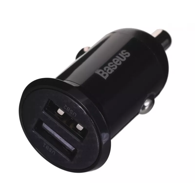 Car Charger Baseus Gain Pro Universal Black — 2× USB 2.0, 2.4 A per port, Input 12–24 V, 5 V output