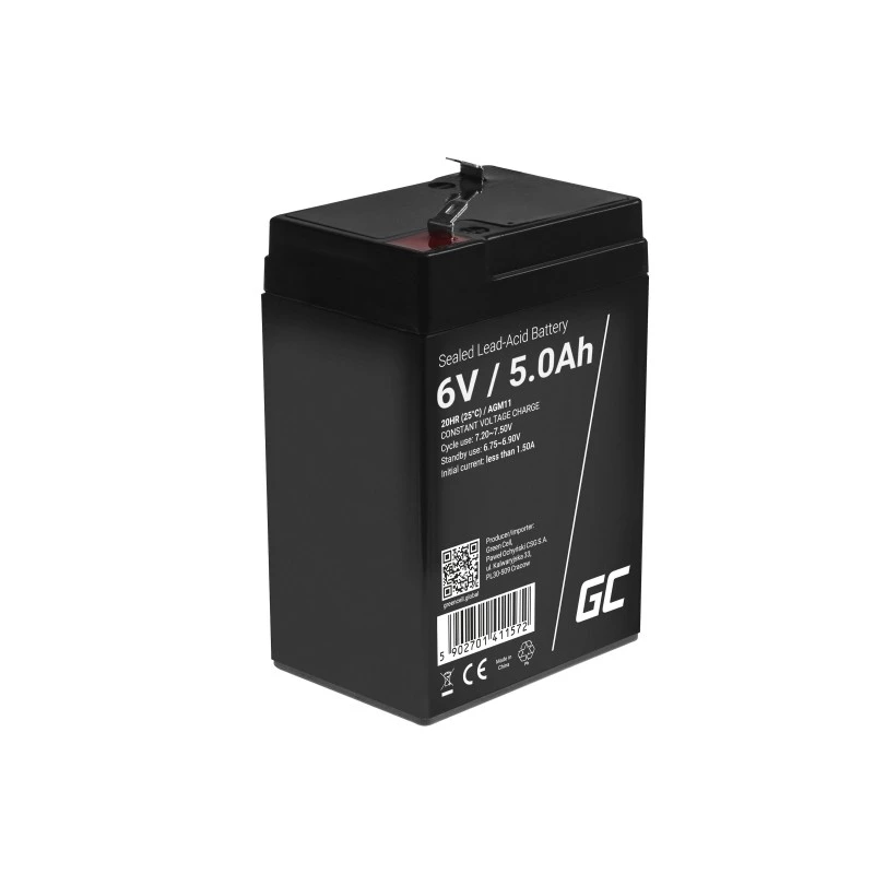 UPS battery Green Cell AGM11 6 V 5 Ah Sealed Lead Acid (VRLA) single battery, 70×100×47 mm, 780 g