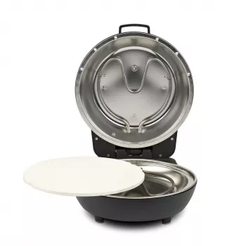 Pizza oven G3FERRARI Pummarola — countertop electric oven, 1200 W, max Ø 28–31 cm, stone baking surface, black/silver