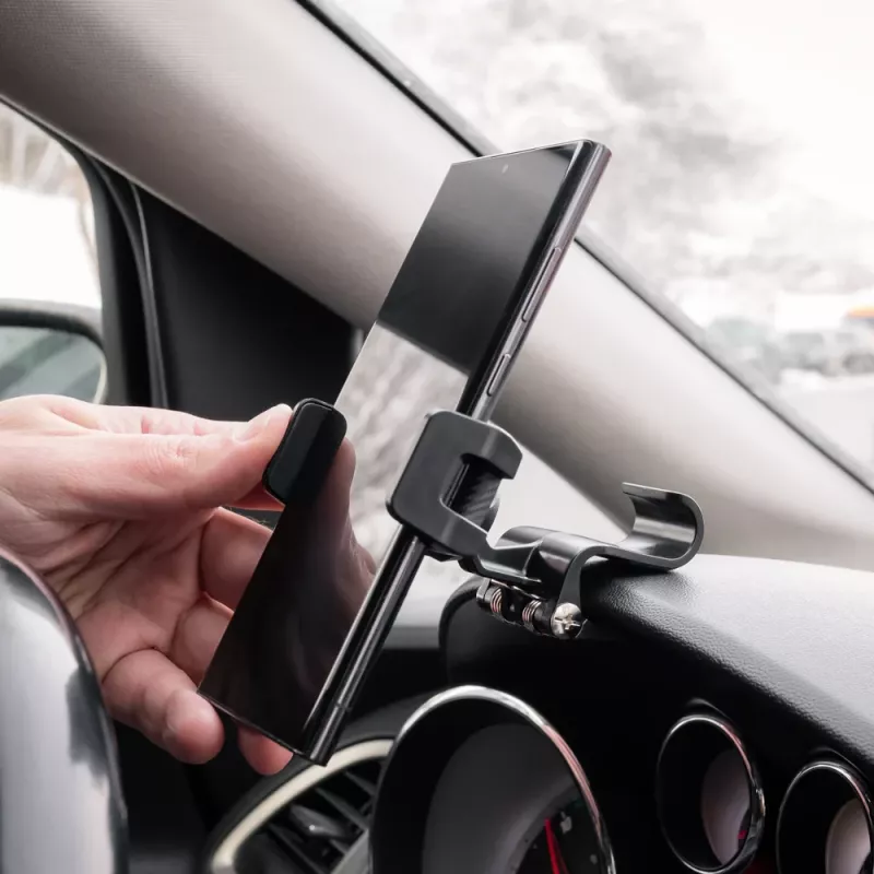 Phone holder Tellur TLL171261 — universal compact adjustable-angle car and desk mount, black