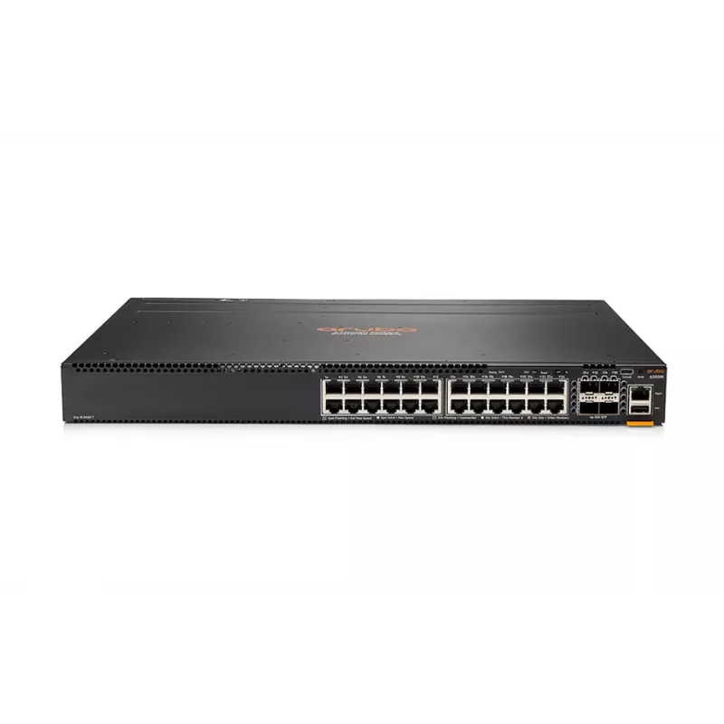 HPE Aruba 6300M - Switch - L3 - managed - 24 x 10/100/1000 + 4 x 1 Gigabit / 10 Gigabit / 25 Gigabit / 50 Gigabit SFP56 (Uplink / Stacking) - Front and Seite to Hinterseite - an Ra