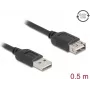 USB A to USB A cable DELOCK 81511 — USB 2.0, 0.5 m, black, gold-plated contacts
