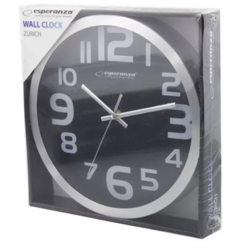 Wall clock Esperanza EHC013K Zurich Black Quartz Oval 25 cm, aluminum frame, 4 cm thick