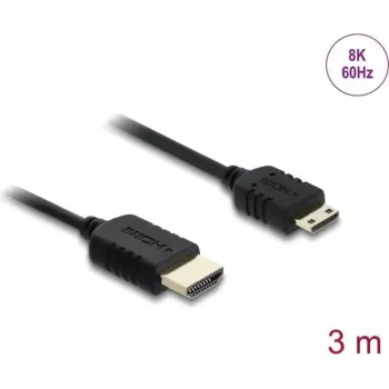 HDMI cable DELOCK 81686 — 3 m, HDMI Type A (Male) to HDMI Type C (Mini, Male), 48 Gbit/s, up to 7680×4320